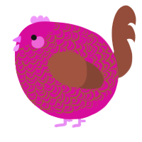 A fuchsia and russet chicken with a double-lace pattern