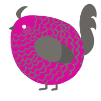 A fuchsia and grey chicken with a lace pattern