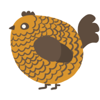 A orange and bark chicken with a lace pattern