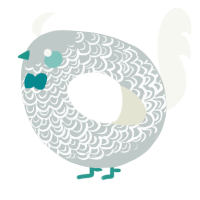 A silver and white chicken with a double-lace pattern