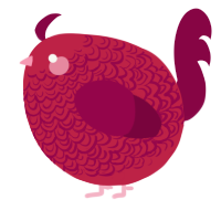 A crimson and maroon chicken with a double-lace pattern