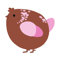 A russet and pink chicken with a neck-speckle pattern