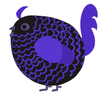 A sable and indigo chicken with a lace pattern