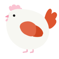A white and vermilion chicken