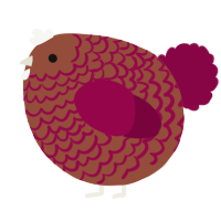 A russet and maroon chicken with a lace pattern
