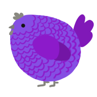A blurple and violet chicken with a lace pattern