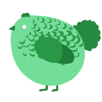 A spring and viridian chicken with a half-lace pattern