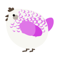 A white and orchid chicken with a half-lace pattern