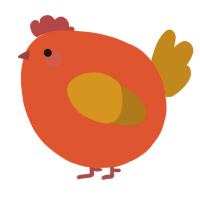 A vermilion and ochre chicken