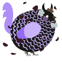 A sable and lilac chicken with a lace pattern