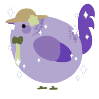 A lilac and blurple chicken with a neck-band pattern