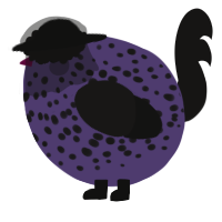 A overcast and sable chicken with a speckle pattern