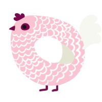 A rose and white chicken with a lace pattern