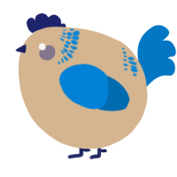 A beige and sapphire chicken with a neck-band pattern
