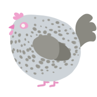A mist and ash chicken with a speckle pattern