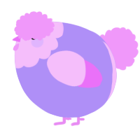 A lilac and lavender chicken with a head pattern