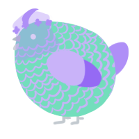 A mint and lilac chicken with a lace pattern