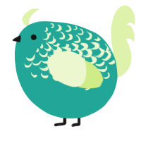 A turquoise and apple chicken with a half-lace pattern