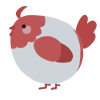 A mist and red chicken with a head pattern