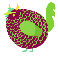 A maroon and grass chicken with a lace pattern