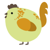 A lemon and ochre chicken with a neck-speckle pattern