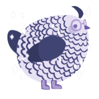 A lilac and navy chicken with a lace pattern