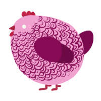 A pink and wine chicken with a double-lace pattern