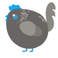 A grey and ash chicken with a neck-speckle pattern