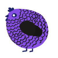 A blurple and sable chicken with a lace pattern