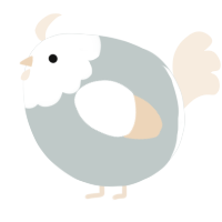 A silver and cream chicken with a head pattern