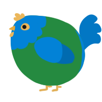 A viridian and sapphire chicken with a head pattern