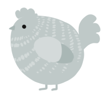 A silver chicken with a bar pattern