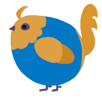 A sapphire and orange chicken with a head pattern
