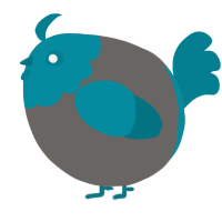 A grey and sea chicken with a head pattern