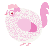A white and pink chicken with a double-lace pattern