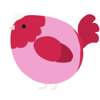 A pink and crimson chicken with a head pattern