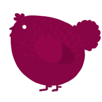 A maroon chicken with a half-lace pattern