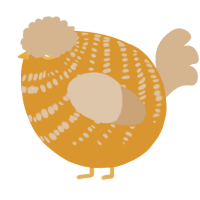 A orange and beige chicken with a bar pattern