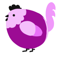 A plum and lavender chicken with a head pattern