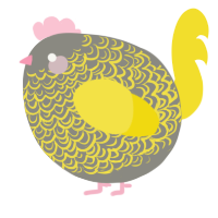A ash and yellow chicken with a double-lace pattern