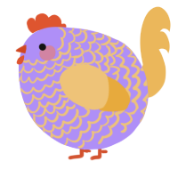 A lilac and honey chicken with a lace pattern
