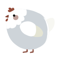 A mist and white chicken with a head pattern