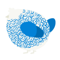 A white and sapphire chicken with a double-lace pattern