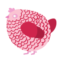 A rose and crimson chicken with a lace pattern