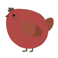 A red and russet chicken with a bar pattern