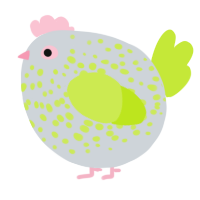 A mist and lime chicken with a speckle pattern