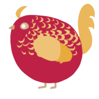 A crimson and honey chicken with a half-lace pattern