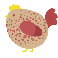 A beige and red chicken with a speckle pattern