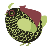 A sable and grass chicken with a lace pattern