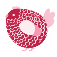 A crimson and rose chicken with a lace pattern